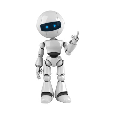 Funny robot stay and show attention clipart