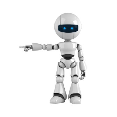 Funny robot stay and show from hand and fingers clipart