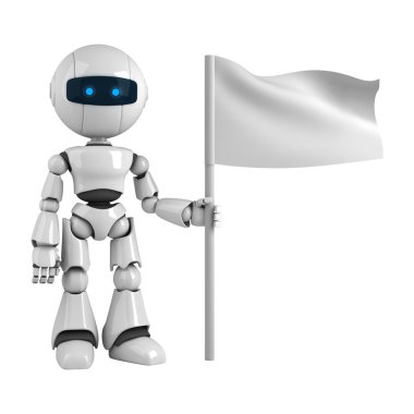 Funny robot stay with flag clipart