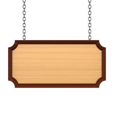 Wooden signboard with chain clipart