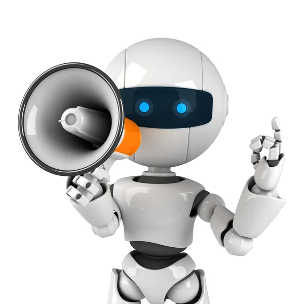 Robot lucu tinggal dengan megaphone — Stok Foto