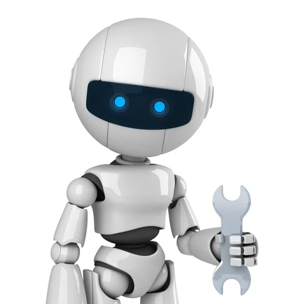Funny robot stay with wrench — Stock Photo, Image