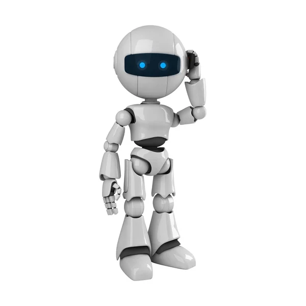 Funny robot stay and talk on mobile phone — Stock Photo, Image