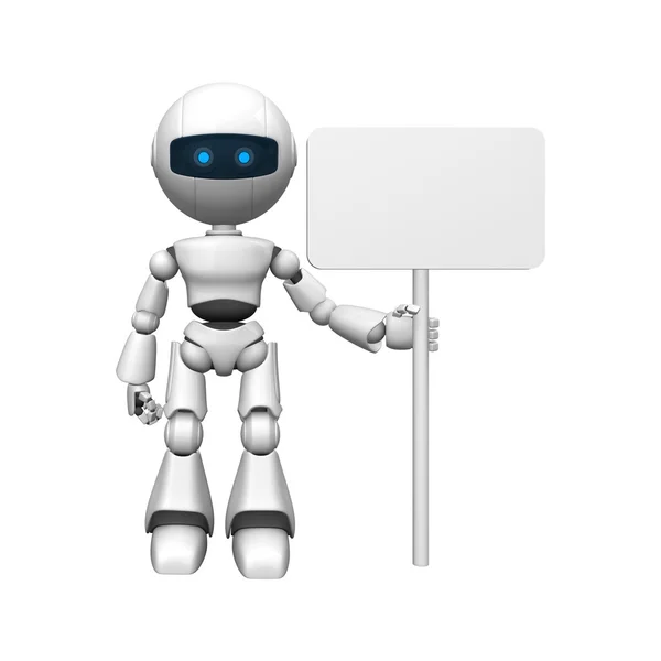 Rolig robot vistelse med Tom banner — Stockfoto