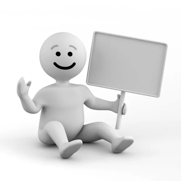 Character with blank banner — Stock Photo, Image