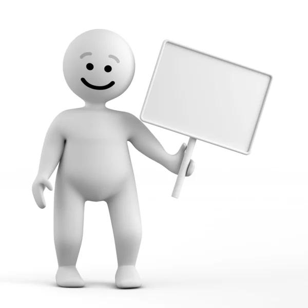 Character with blank banner — Stock Photo, Image