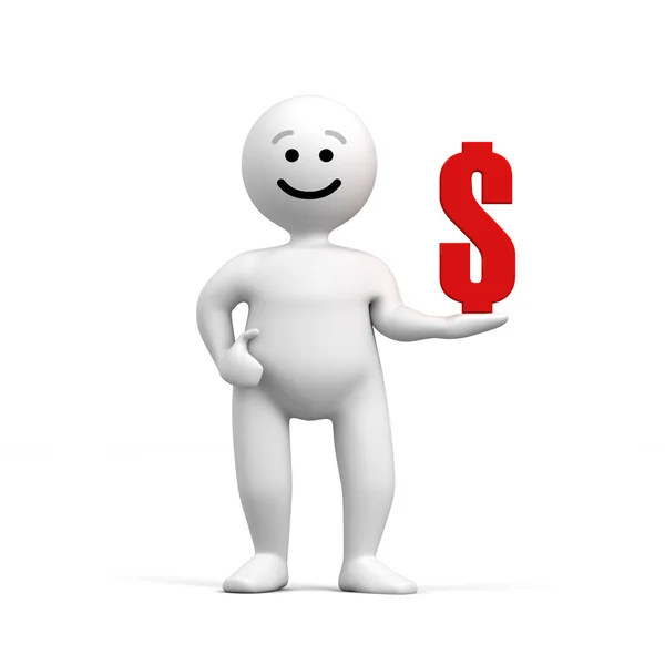 Character with dollar — Stock Photo, Image
