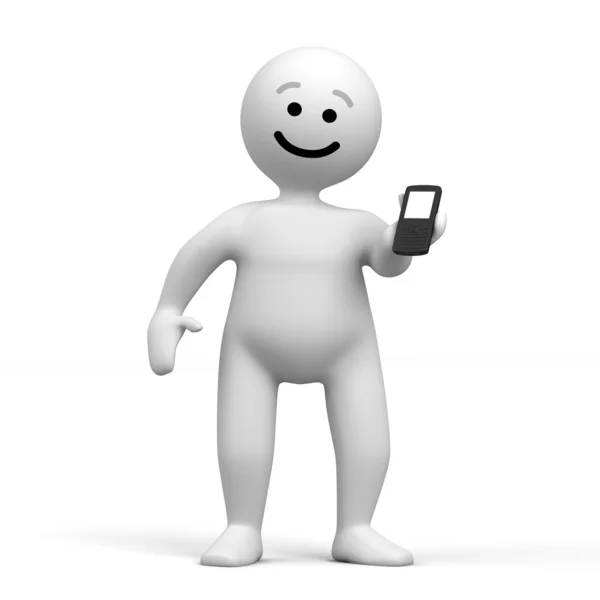 Personagem com telefone celular — Fotografia de Stock