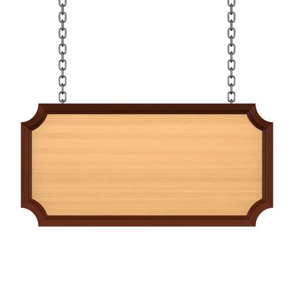 Placa de madeira com corrente — Fotografia de Stock