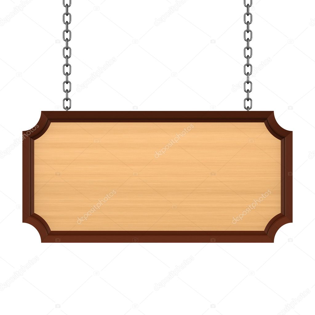 Wooden signboard with chain