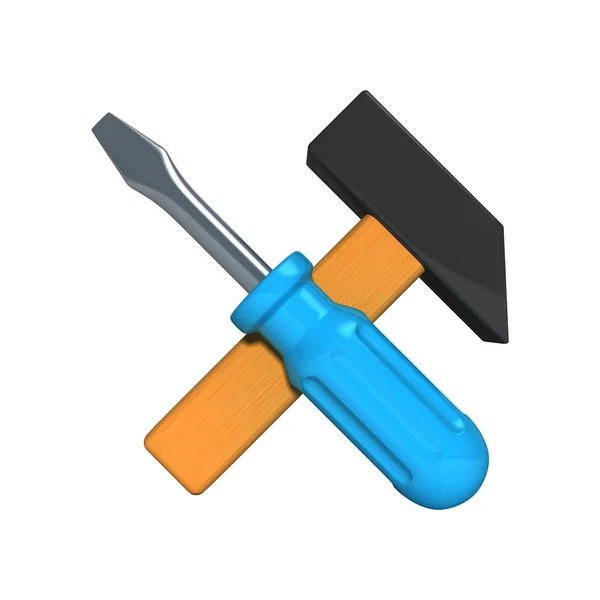 Ícone de martelo e chave de fenda — Fotografia de Stock