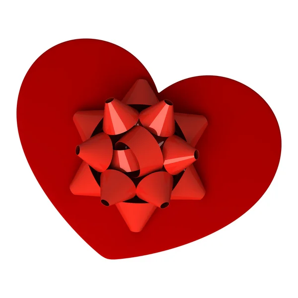 Kırmızı hediye olarak kalp — Stok fotoğraf