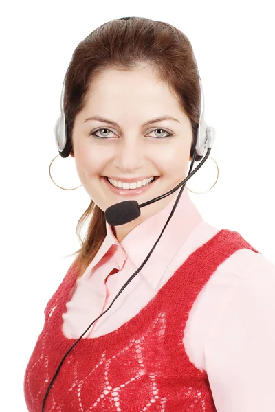 Smiling call support girl — Stock Photo, Image