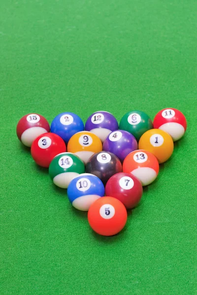 Billiard balls on baize — Stock Photo, Image
