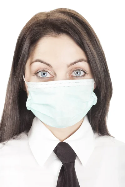 Menina em máscara de gripe Fotografia De Stock