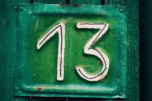Número de placa de casa trece —  Fotos de Stock