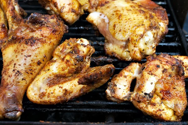 stock image Chicken meat on barbecue grill