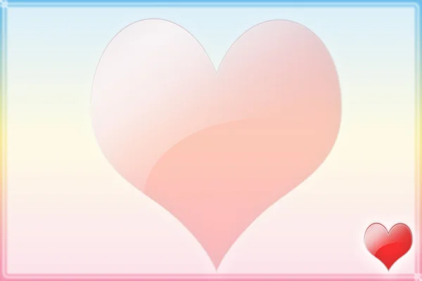 大きな透明な心で色のバレンタイン カード — ストック写真