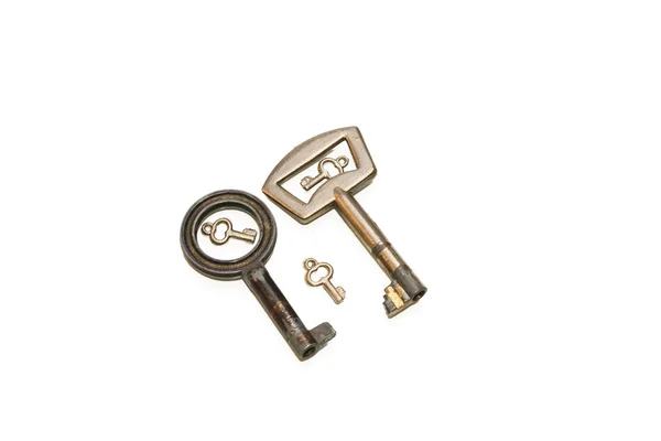 Fem rostiga antika nycklar — Stockfoto
