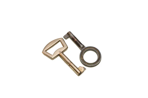 Two old rusty keys on white background — Stock Photo, Image