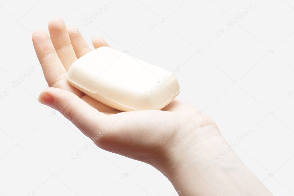 Hand holding a soap