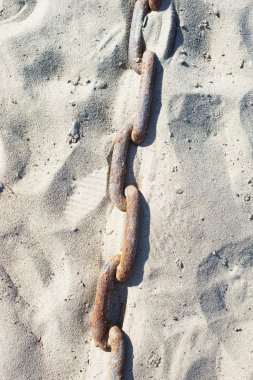 Rusty chain in sand clipart