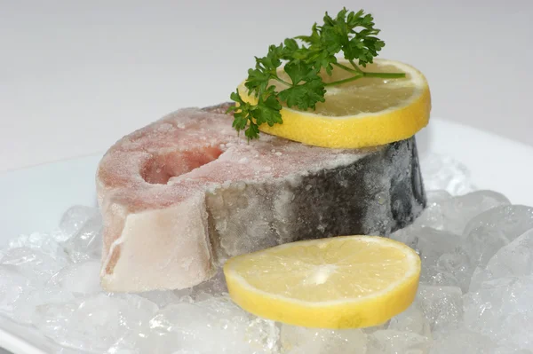 Salmon fillet on crushed ice — Stock Photo, Image
