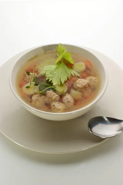 Sup sayuran dengan bakso daging — Stok Foto