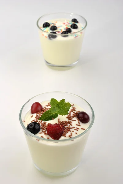 Naturjoghurt und wilde Früchte — Stockfoto