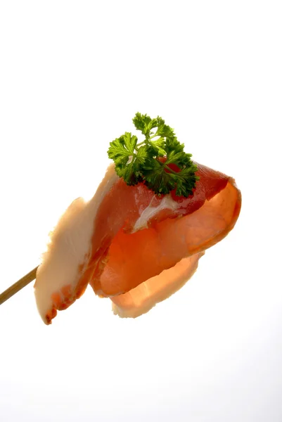 Organic, raw and smoked bacon — Stock Photo, Image