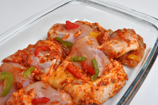 Paprika with marinated chicken — Stock Photo, Image
