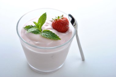 Strawberry in natural yogurt clipart