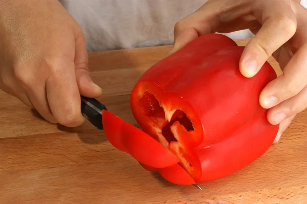 Préparer du paprika bio frais — Photo