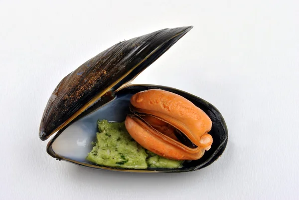 Kokta färska ekologiska mussla — Stockfoto