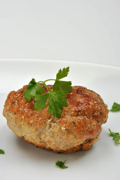 One meat ball with organic parsley — Stock Photo, Image