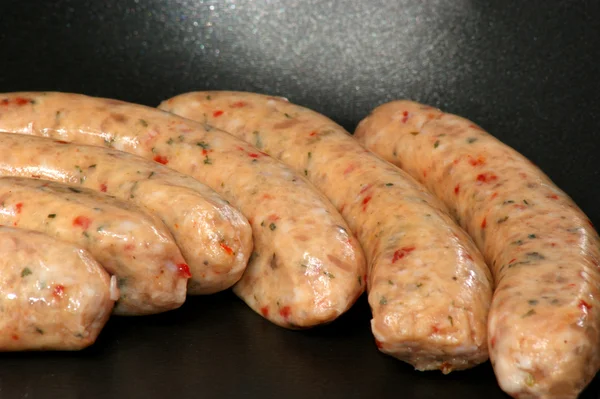 Raw bratwurst, also called sausage — Stock Photo, Image
