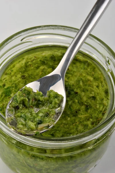Pesto with some olive oil — Stock Photo, Image