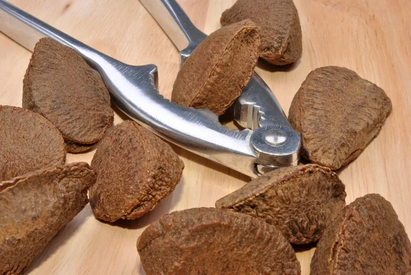 Brazil nuts and a nutcracker — Stock Photo, Image