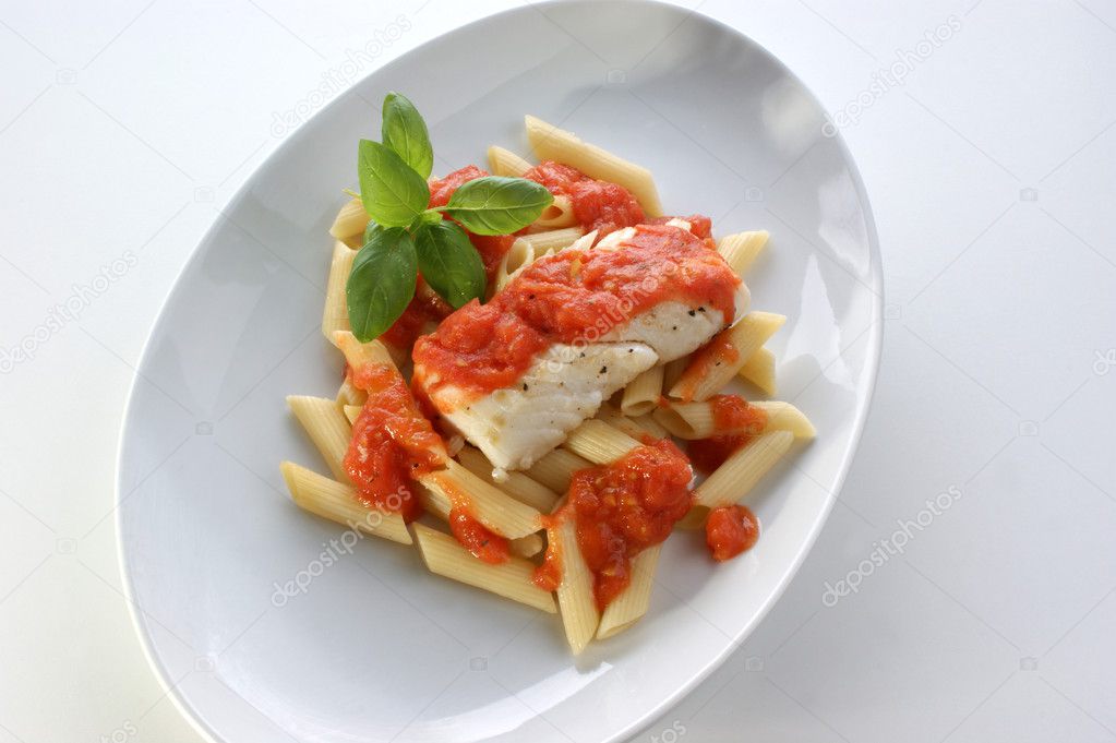 Cod loins with tomato sauce