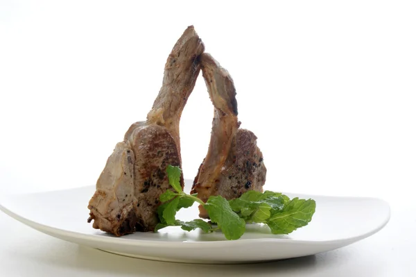 Grilled lamb chop on a plate — Stock Photo, Image