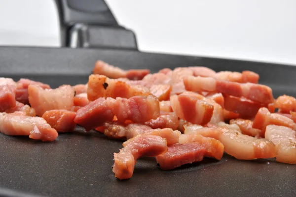 Organic roasted bacon in a pan — Stock Photo, Image