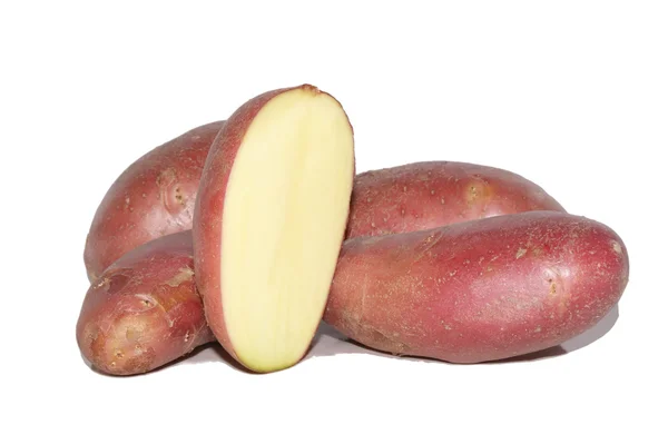 Red potato cut in slices — Stock Photo, Image
