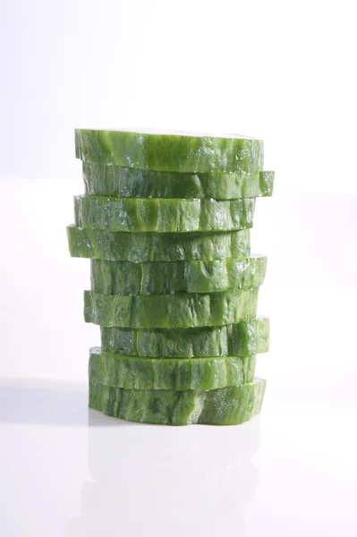 Cucumber but in slices — Stock Photo, Image