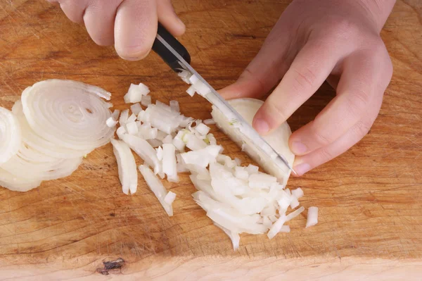 Cut one organic onion — Stock Photo, Image