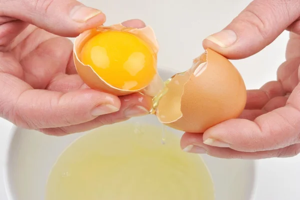 Open one organic egg — Stock Photo, Image