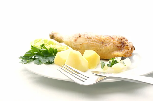 Pečené chickenwings a brambory — Stock fotografie