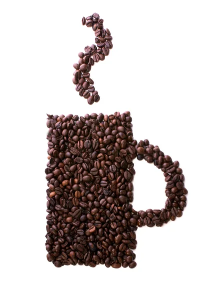 Koffiebonen op een witte achtergrond — Stockfoto