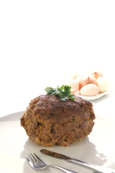 Meatloaf on a white plate — Stock Photo, Image