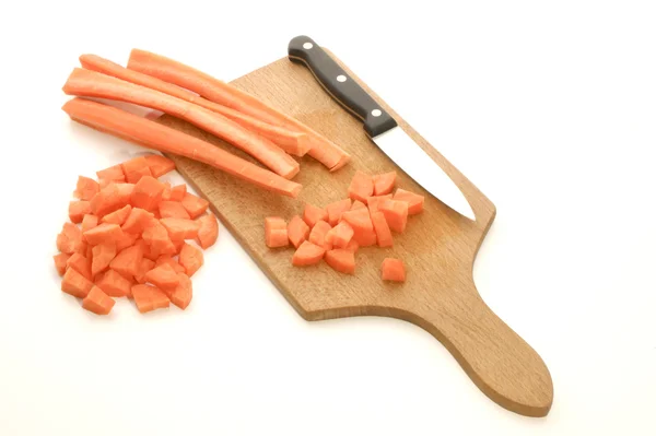 Cenoura em fatias e cubos — Fotografia de Stock