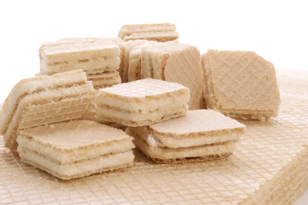 Hemgjorda wafers med vaniljkräm — Stockfoto